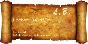 Locher Balár névjegykártya